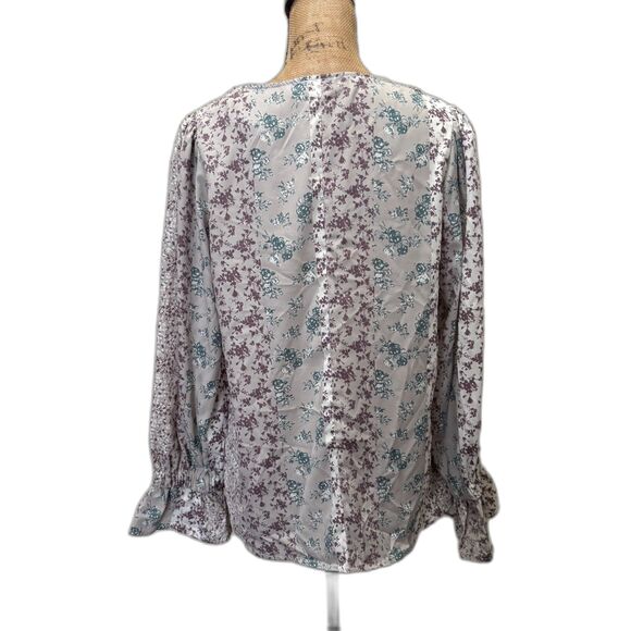 Andree by Unit Peasant Blouse Pastel Purple Patchwork Floral Cottage Size Large - Picture 3 of 5